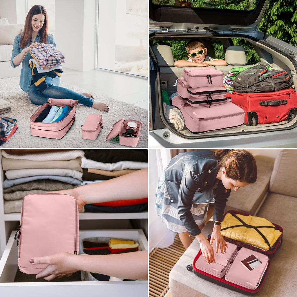 Velaybor 8 Set Compression Packing Cubes for Travel, Waterproof Luggage Organizers, Suitcase Organizer Set for Carry - On & Checked Baggage, Travel Accessories for Men & Women