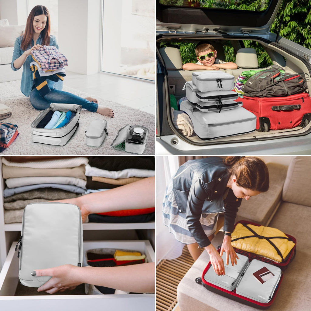 Velaybor 8 Set Compression Packing Cubes for Travel, Waterproof Luggage Organizers, Suitcase Organizer Set for Carry - On & Checked Baggage, Travel Accessories for Men & Women