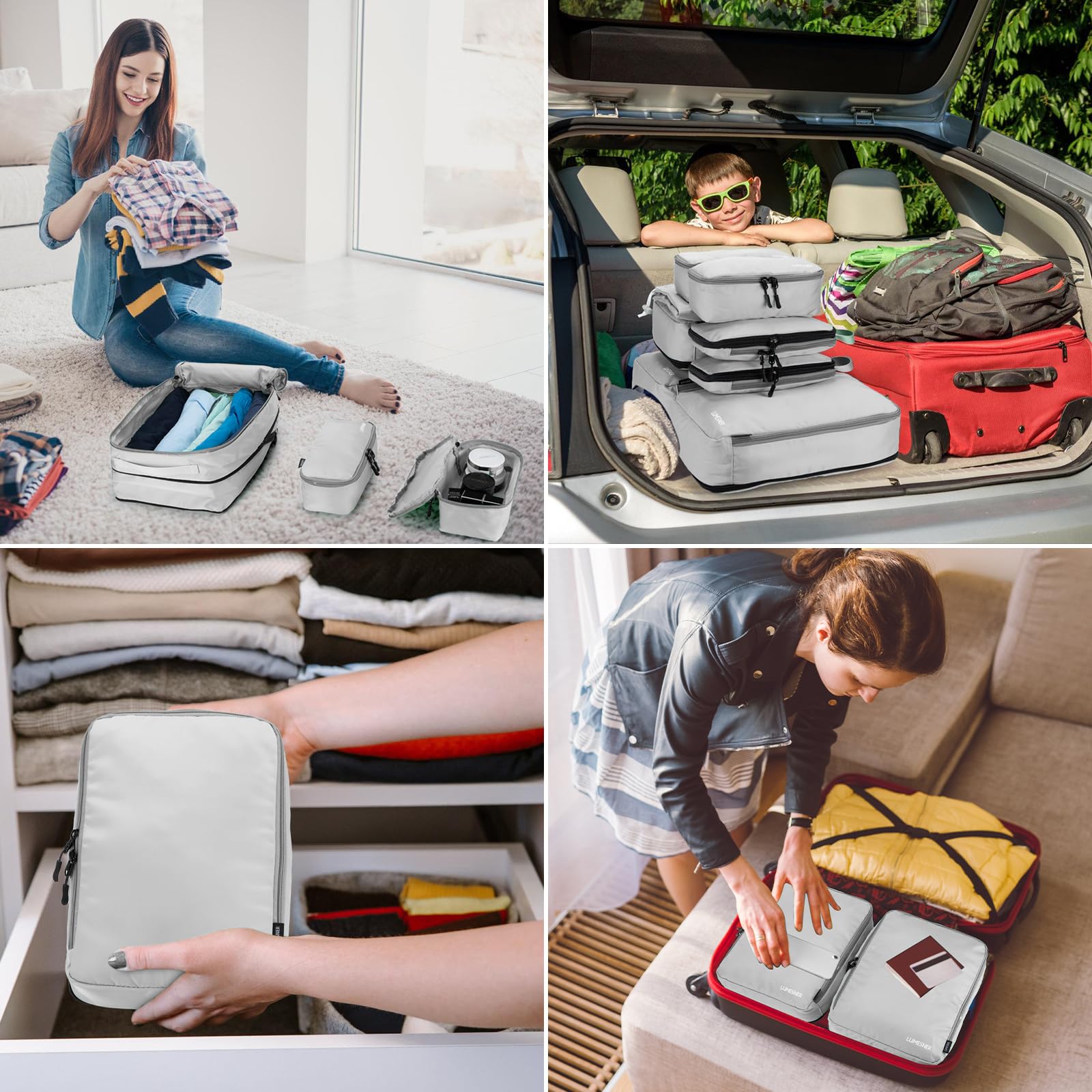 Velaybor 8 Set Compression Packing Cubes for Travel, Waterproof Luggage Organizers, Suitcase Organizer Set for Carry - On & Checked Baggage, Travel Accessories for Men & Women