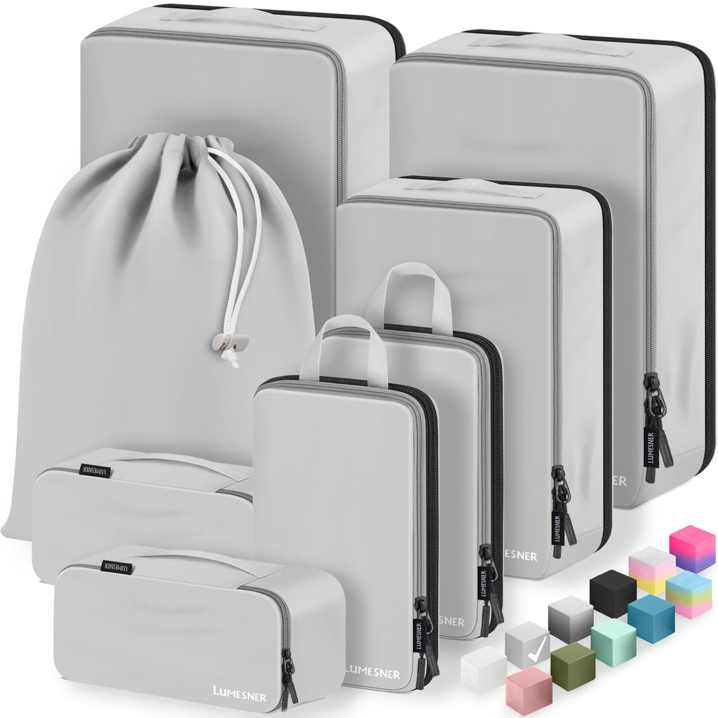 Velaybor 8 Set Compression Packing Cubes for Travel, Waterproof Luggage Organizers, Suitcase Organizer Set for Carry-On & Checked Baggage, Travel Accessories for Men & Women