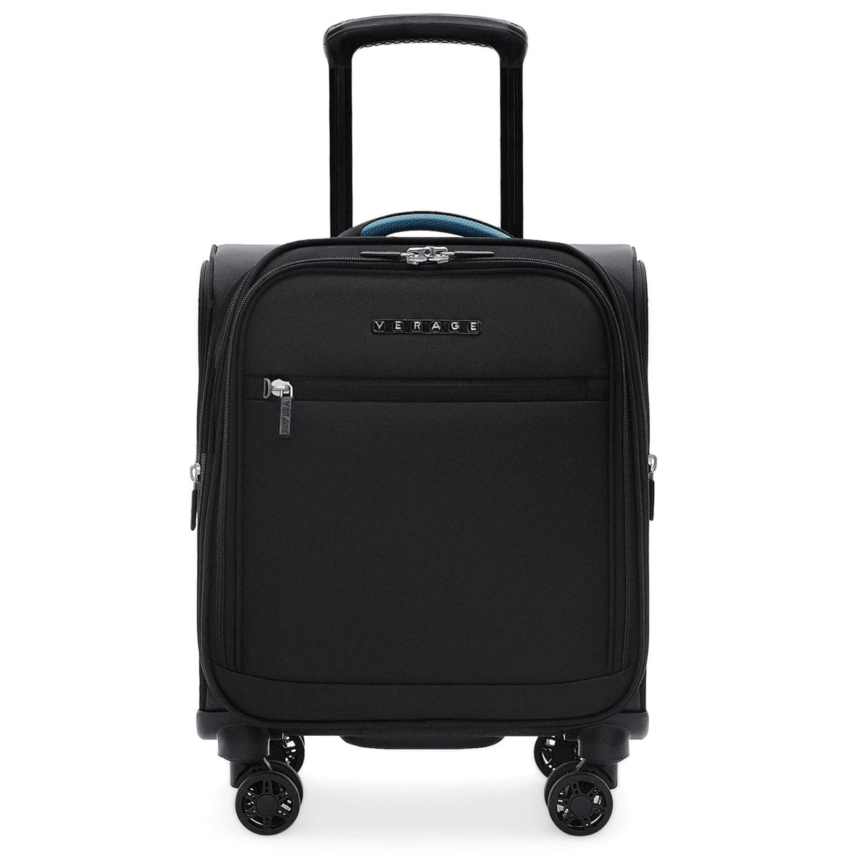 Verage 14.5 inch Underseat Carry On Luggage with Wheels, Black Softside Small Suitcase Spinner Wheeled Rolling Travel Laptop Bag for Airlines Airplanes Short Trip Men Women