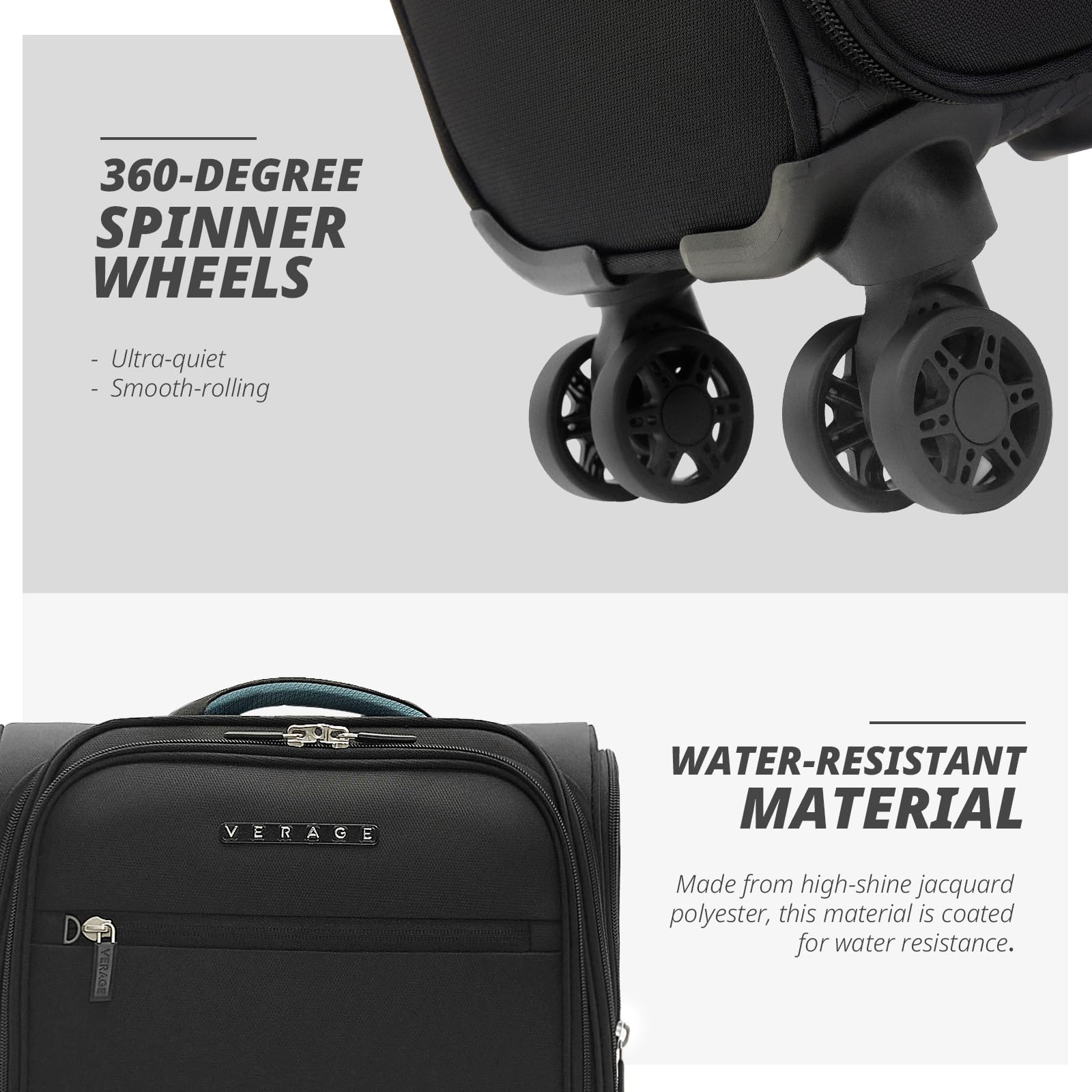 Verage 14.5 inch Underseat Carry On Luggage with Wheels, Black Softside Small Suitcase Spinner Wheeled Rolling Travel Laptop Bag for Airlines Airplanes Short Trip Men Women