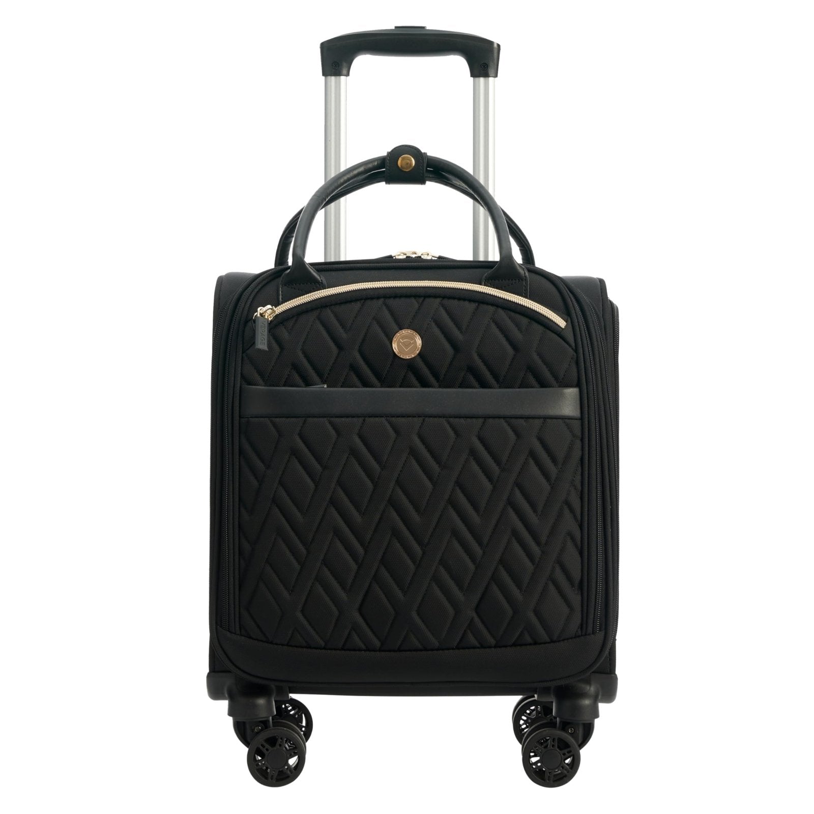 Verage 18x14x8in Spinner Underseat Carry-On Luggage -Airplane Personal Item Bag, USB A&C Charging Port, Padded Laptop Pocket & Wet/Dry Compartments for Women, Classic Black