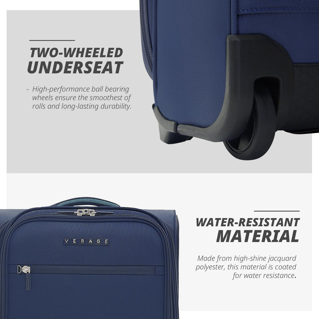 Verage Under Seat Luggage with Wheels, Softside Expanable Small Suitcase Carry On Luggage Bags for Airlines Airplanes Short Trip Men Women (Navy, 16 - Inch Rolling Underseat)