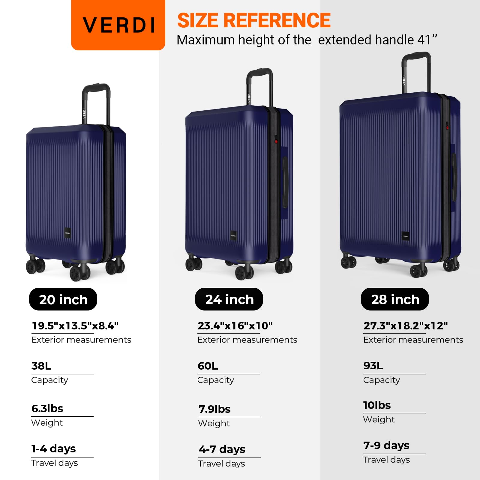 Verdi Hardside 28 Inch Luggage with Spinner Wheels - Expandable Large Suitcase