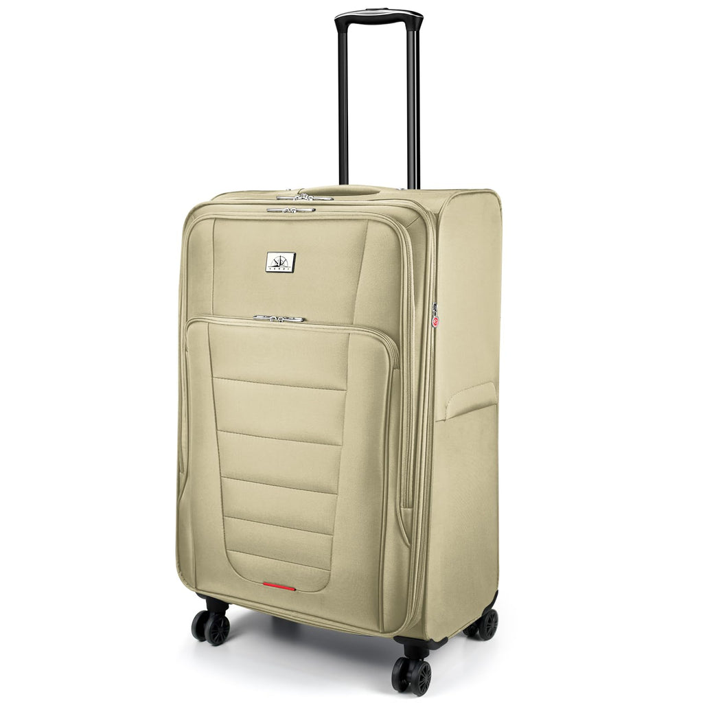 Verdi Softside Expandable 28 Inch Luggage with Spinner Wheels Lightweight Large Suitcase (Khaki, Checked-Large 28-Inch)