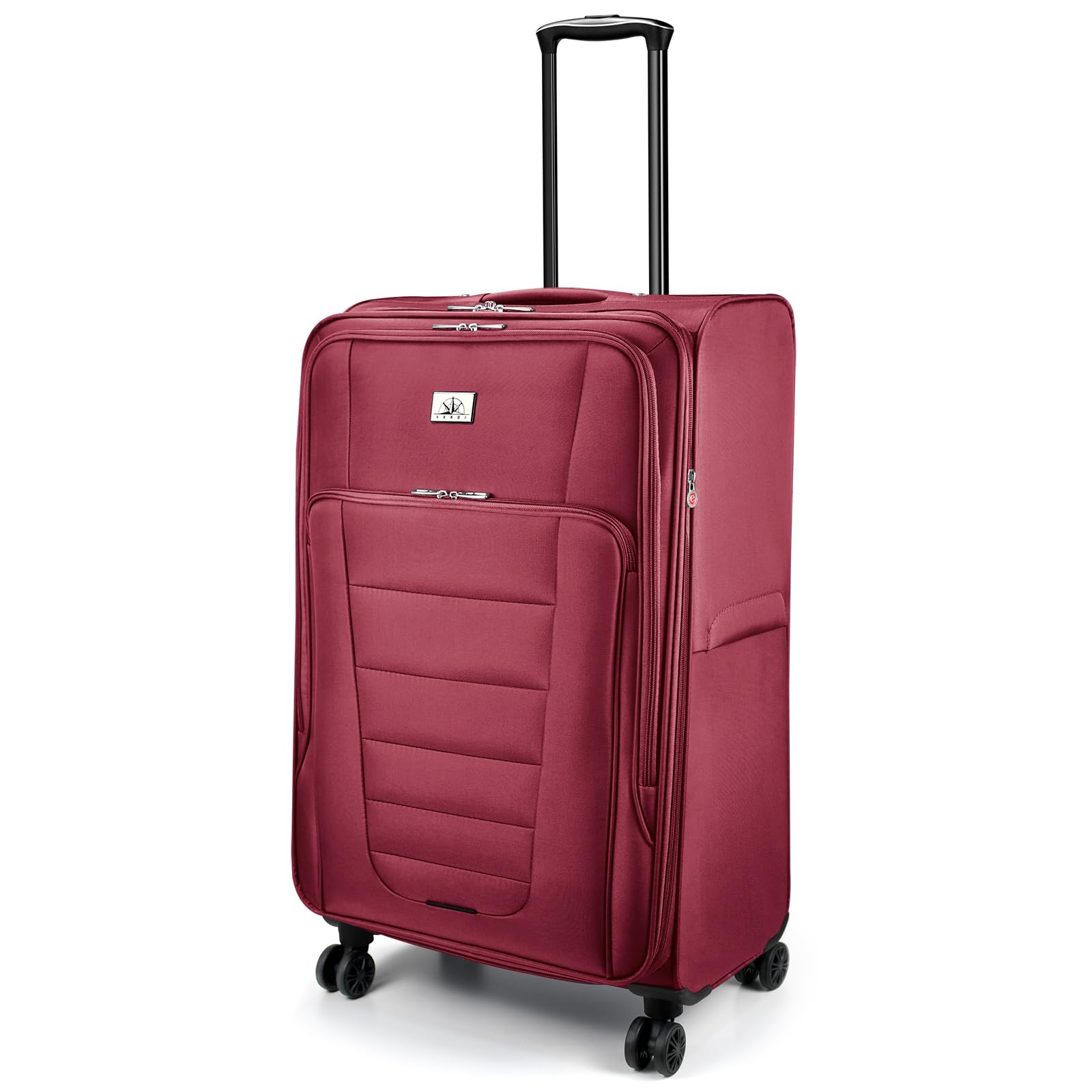 Verdi Softside Expandable 28 Inch Luggage with Spinner Wheels Lightweight Travel Suitcase (Burgundy, Checked-Large 28-Inch)