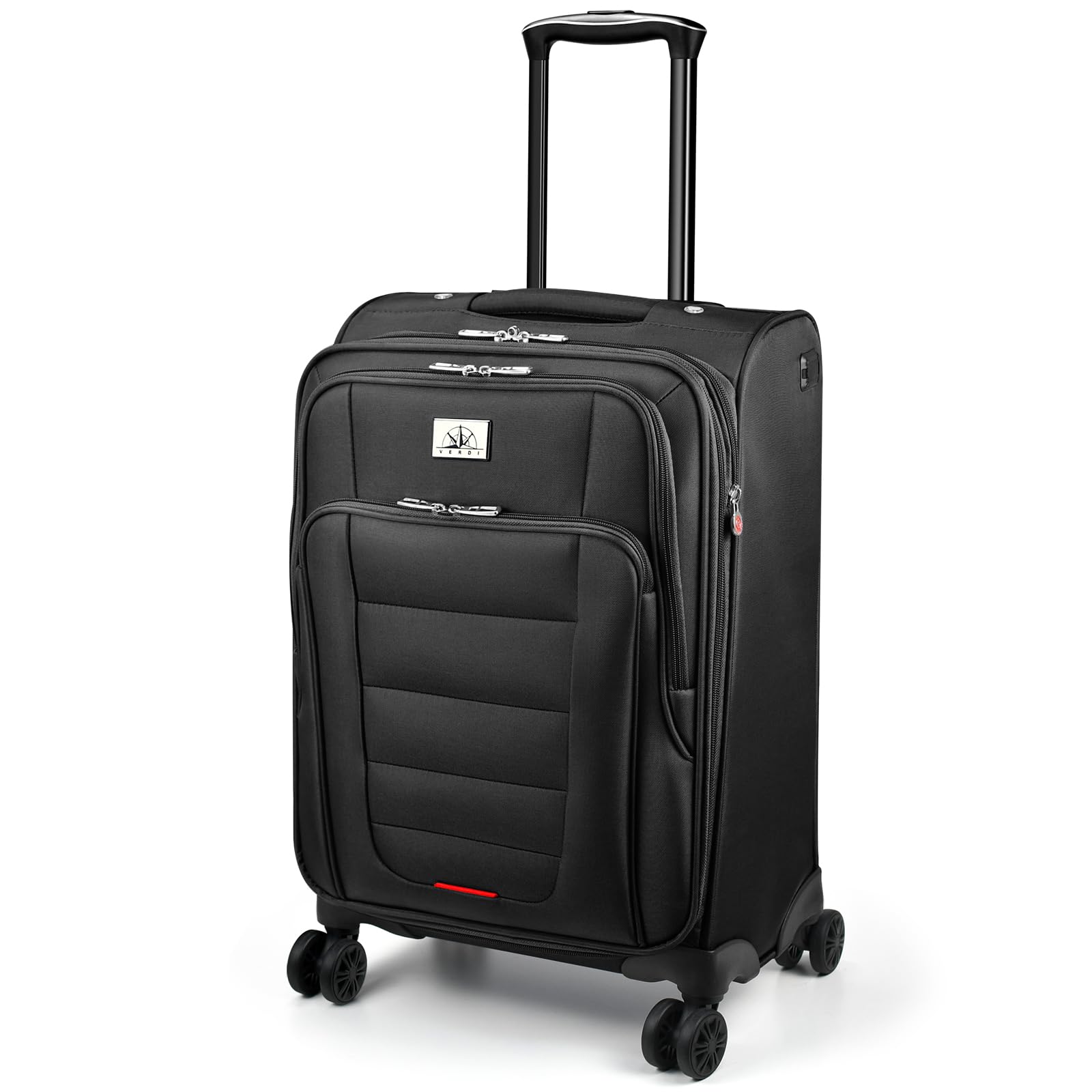Verdi Softside Expandable Carry-On Luggage with Spinner Wheel USB Port Lightweight (Black, 20-Inch Carry-On)