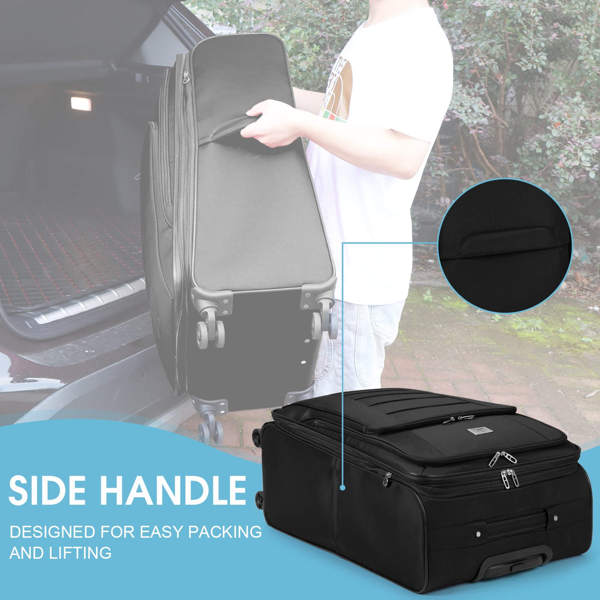 Verdi Travel Softside 24 Inch Luggage with Spinner Wheels Lightweight Expandable Medium Suitcase 8 - wheel Spinners