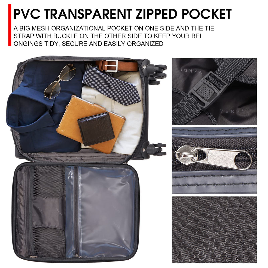 Verdi Travel Softside 24 Inch Luggage with Spinner Wheels Lightweight Expandable Medium Suitcase 8 - wheel Spinners