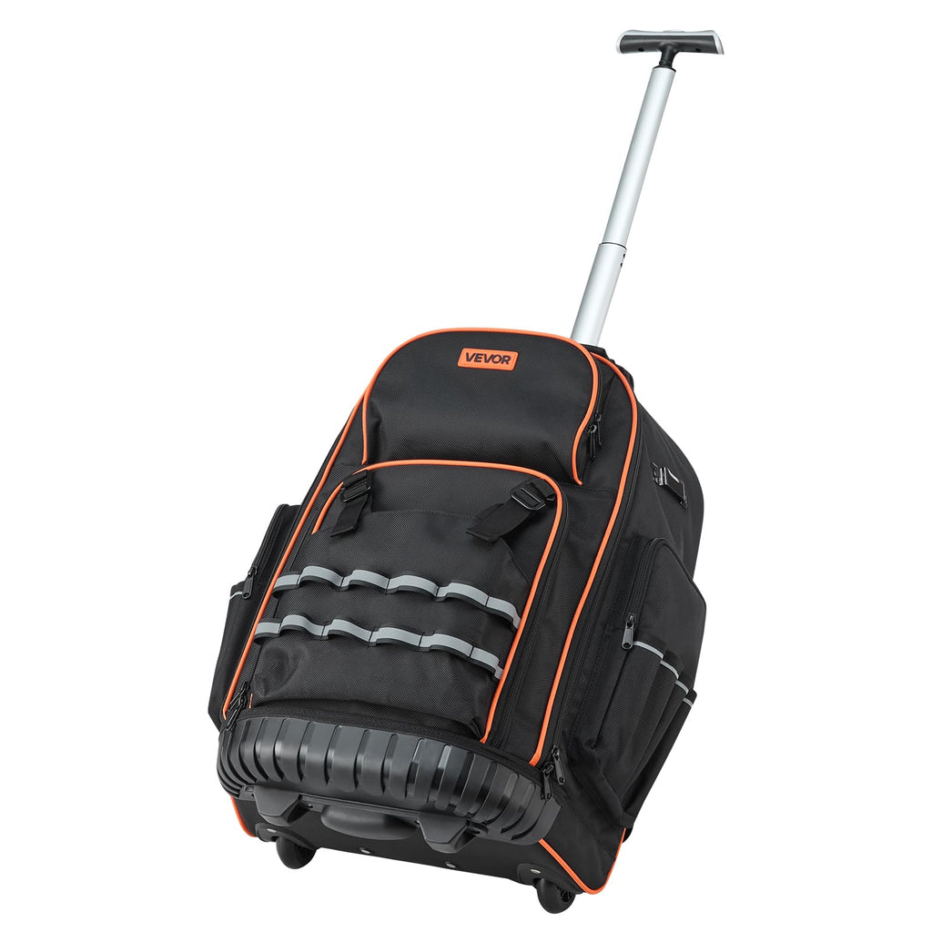 VEVOR Rolling Tool Backpack, 110 lbs Load Capacity, 72 Pockets Heavy Duty Roller Tool Bag on Wheels, Adjustable Telescoping Handle & Stable Base, Toolbag Organizers for Construction, Mechanic