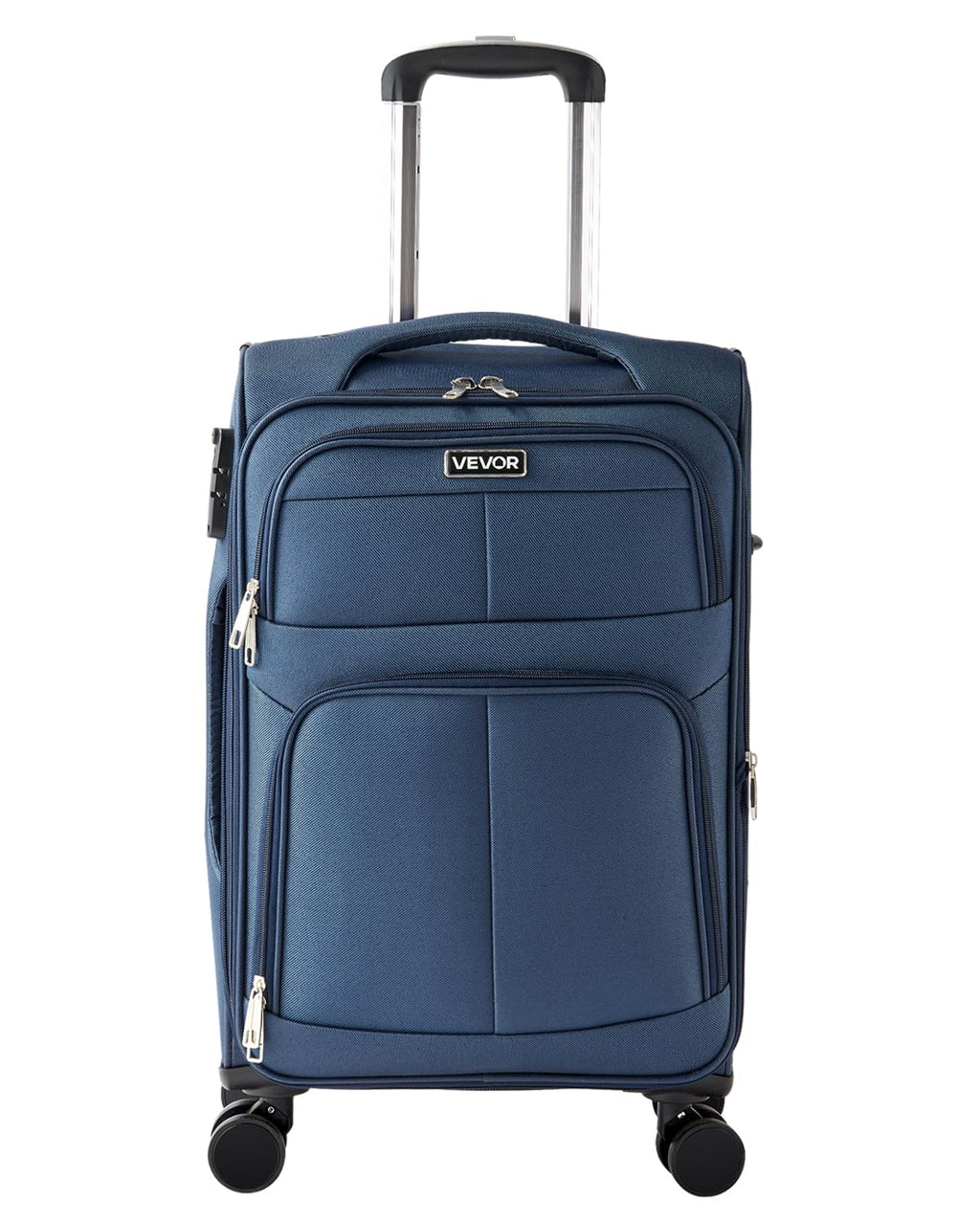 VEVOR Softside Expandable Luggage with Spinner Wheels, 20-Inch Softside Carry on Luggage, Lightweight Checked Suitcase with Expandable Zippered Pocket and TSA Lock, Blue