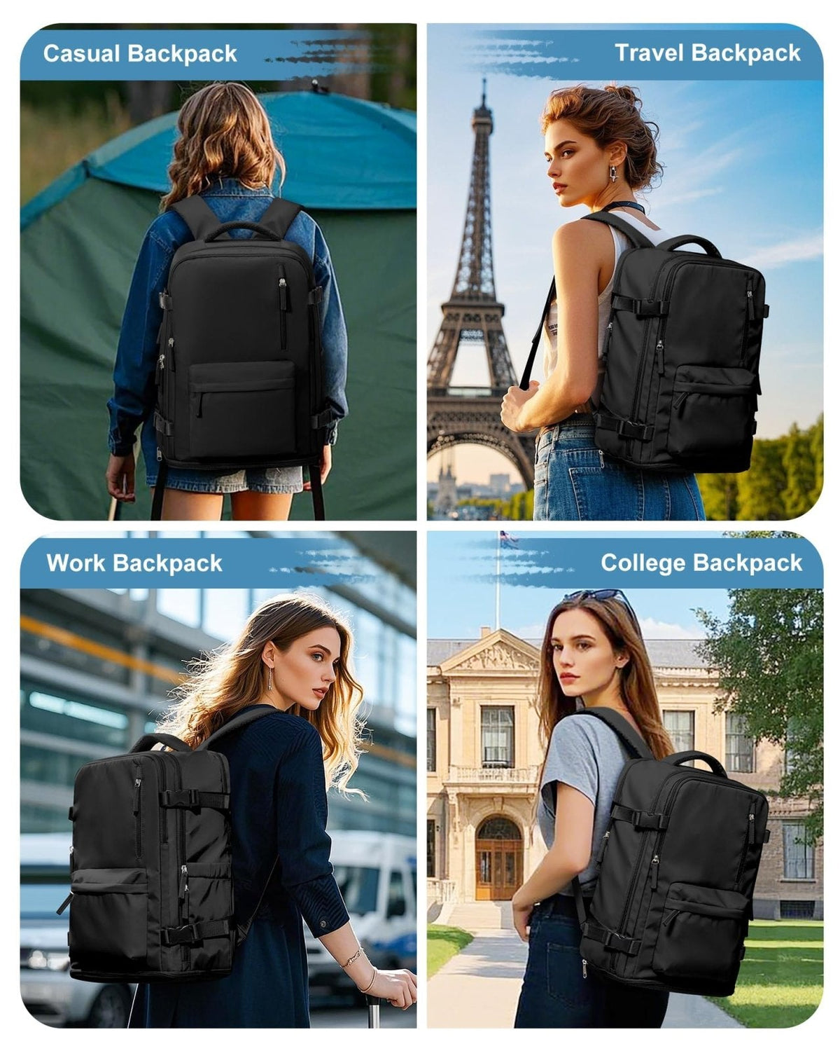 VGCUB Carry on Travel Backpack for Women Men Large Laptop Gym Work Frontier Airlines Personal Item Bag Business Airport Lightweight Backpack Flight Approved Mochilas de Viaje Black