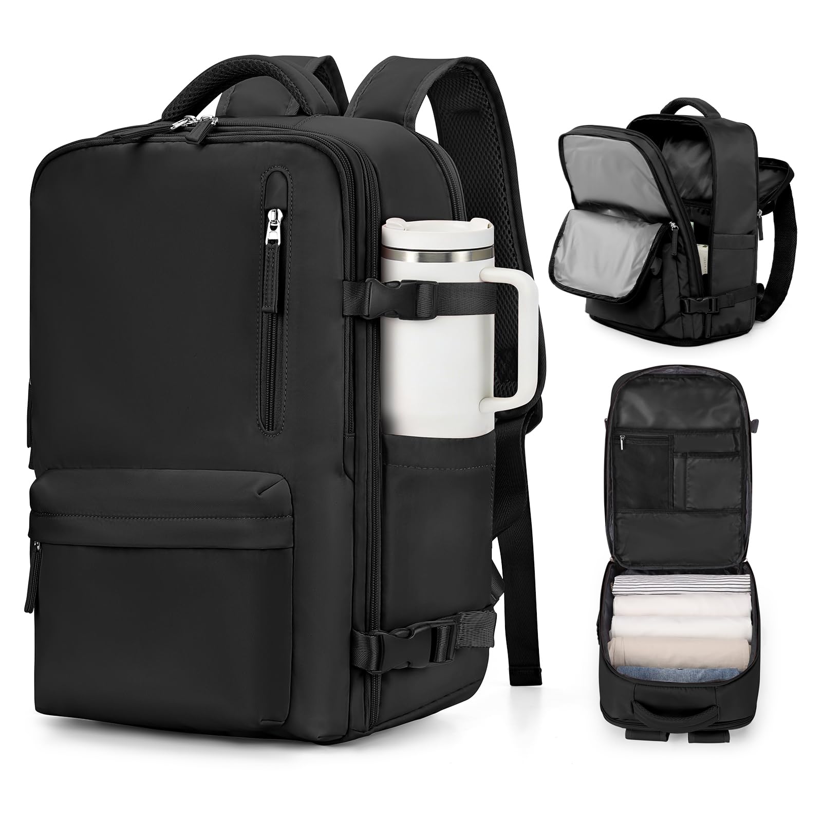 VGCUB Carry on Travel Backpack for Women Men Large Laptop Gym Work Frontier Airlines Personal Item Bag Business Airport Lightweight Backpack Flight Approved Mochilas de Viaje Black