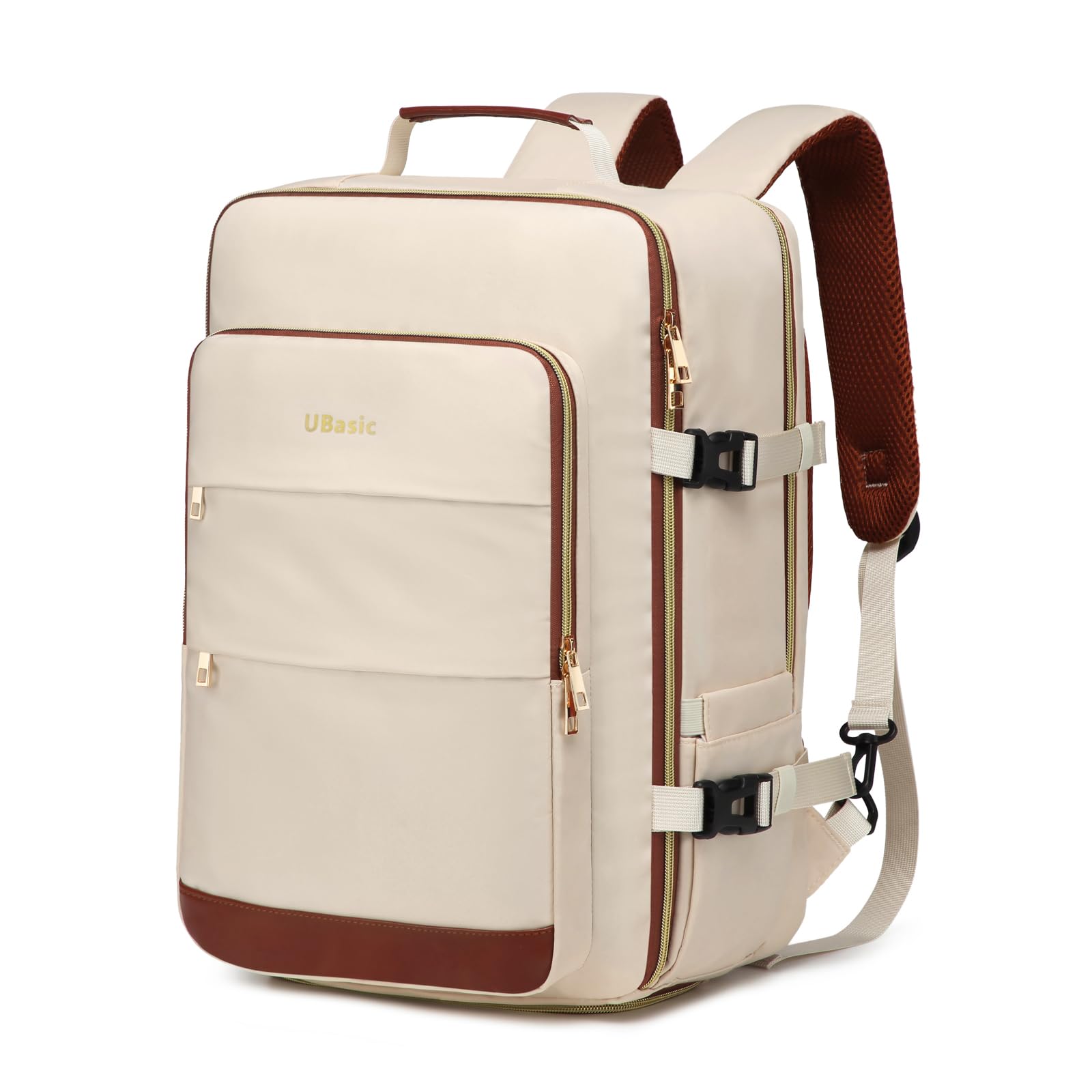 VICKEYWIN Travel Backpack with Separate Shoe Compartment Laptop Bag for Business/Leisure,Water-Resistant Durable Backpack (Beige)