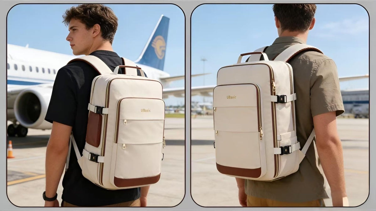 VICKEYWIN Travel Backpack with Separate Shoe Compartment Laptop Bag for Business/Leisure,Water - Resistant Durable Backpack (Beige)