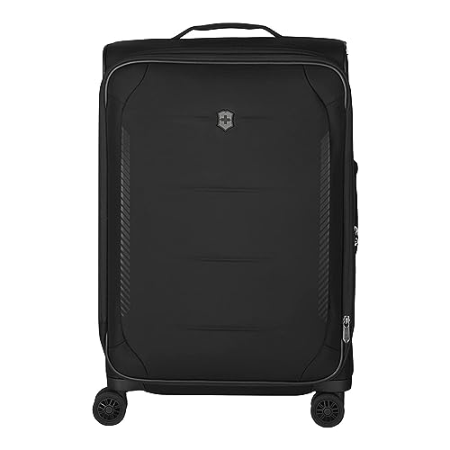 Victorinox Crosslight Large Softside Case - Large Travel Luggage with Spinner Wheels - Premium Traveling Essentials - Includes Foldable Pack Light Organizer - 74 Liter, Black