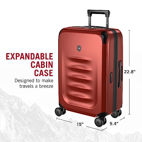 Victorinox Spectra 3.0 Frequent Flyer Plus Carry-On - Modern Hardside Carry-On Luggage - Rolling Suitcase with Spinner Wheels - Holds Travel Accessories - 45 Liters, Red