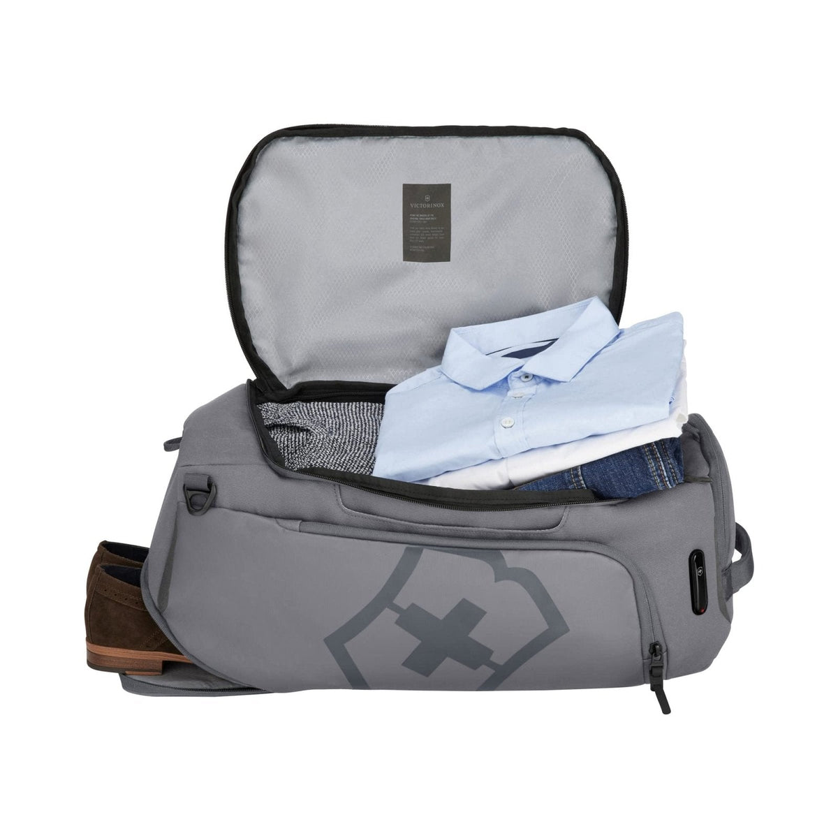 Victorinox Touring 2.0 Travel 2 - in - 1 Duffel - Modern, Durable Duffel Bag & Backpack for the Gym, Pool, or Trail - Features Shoe Compartment - 38 Liters, Light Gray