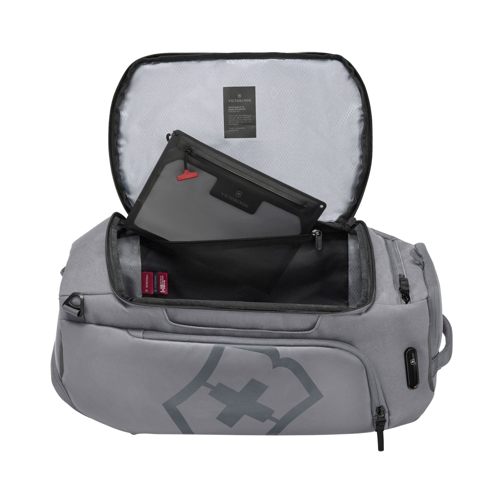 Victorinox Touring 2.0 Travel 2 - in - 1 Duffel - Modern, Durable Duffel Bag & Backpack for the Gym, Pool, or Trail - Features Shoe Compartment - 38 Liters, Light Gray