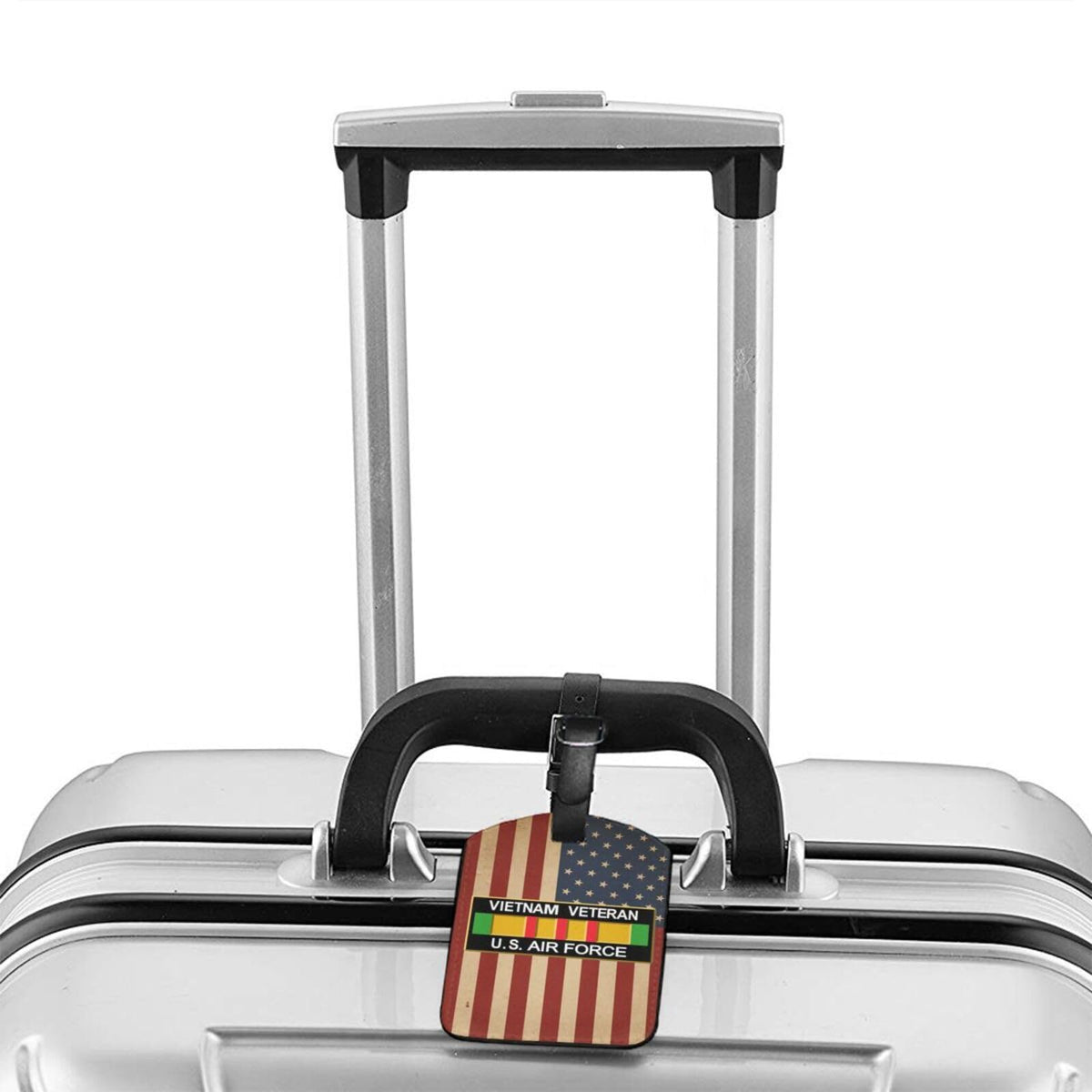 Vietnam Veteran U.S. Air Force Leather Luggage Tags for Men Women for Suitcases - Baggage Bag Tag Suitcase Labels ID Tags with Full Back Privacy Cover