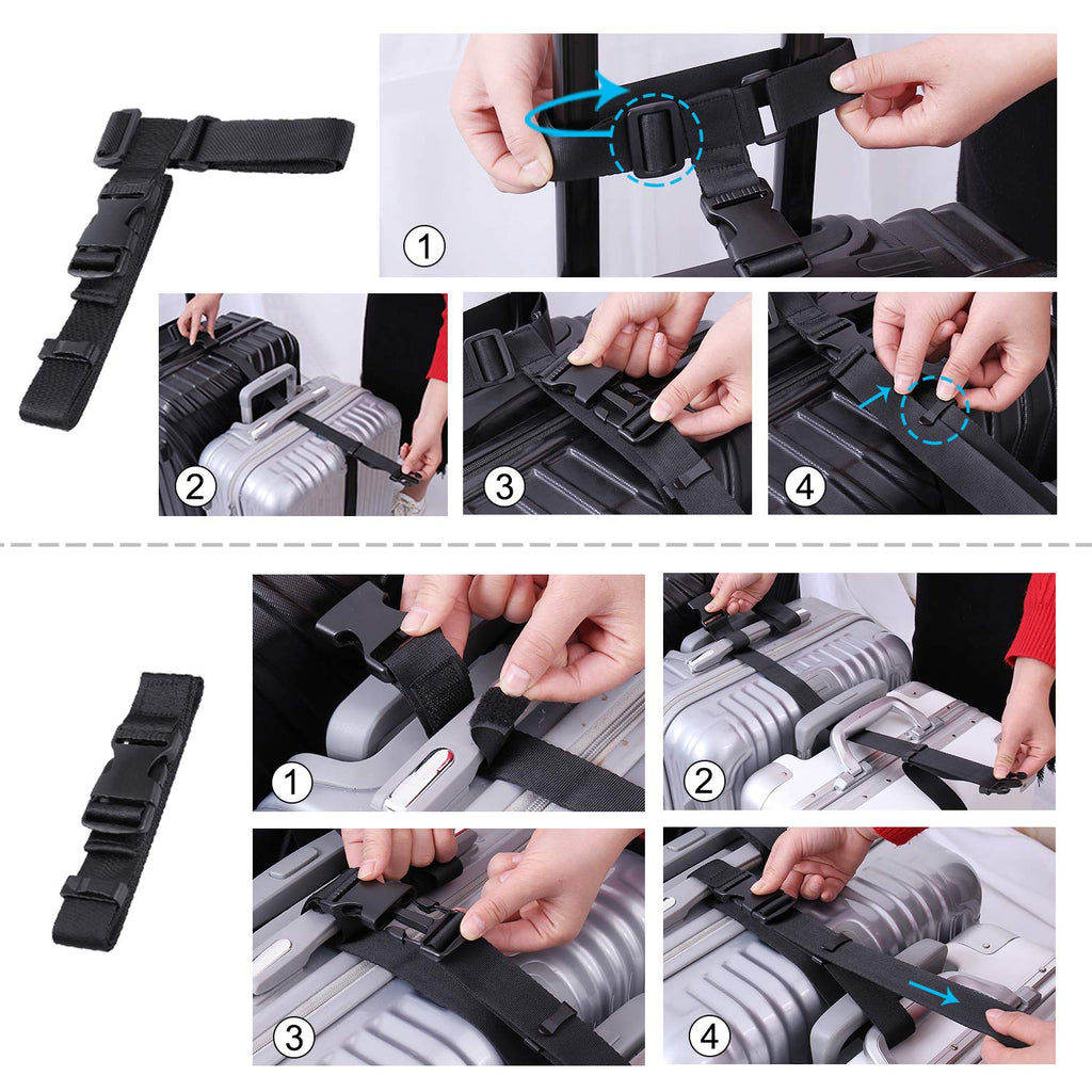 Vigorport Luggage Connector, Straps for Suitcase, Add A Bag Adjustable Attachment Accessories 1.25" Endless for Connect Your 3 Luggage Together - 2 Pack