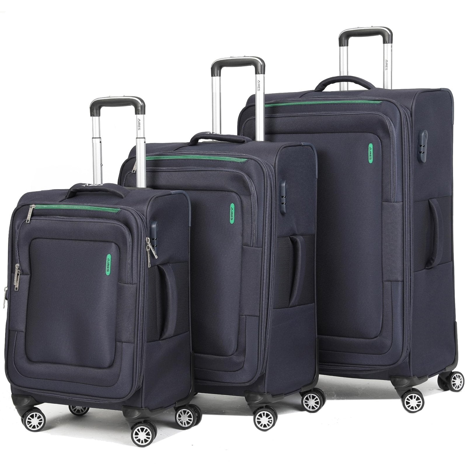 VIHEEVA Softside Luggage Sets, Extra Large Expandable Suitcase Sets With Spinner Wheels and Combination Lock Red Luggage For Long Time Overseas Journey(Navy) 22inch, 26inch, 30inch