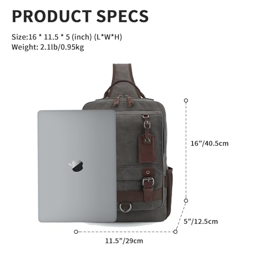 Vintage Messenger Bag, Canvas Backpack for Travel, Men's Shoulder Bag, Dual-use Bag for Hand Carry and Crossbody Carry (C-Black)