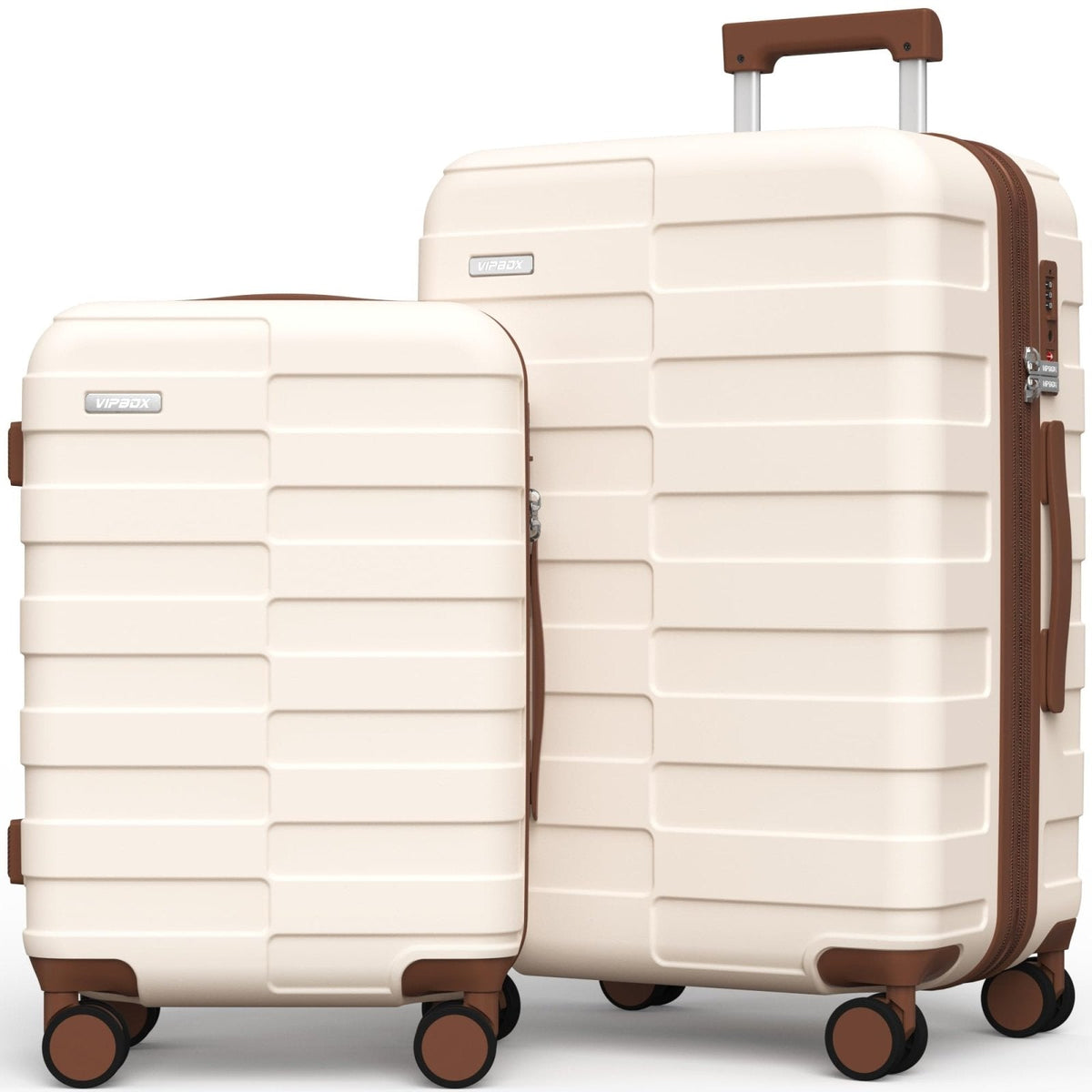 Vipbox Luggage Sets 2 Piece 20/24 Inch (3-YEARS VIP SERVICE) Hardside Ultra Durable Expandable Lightweight Polycarbonate Carry On Travel Suitcase with Spinner Wheels TSA Lock, Elegant White