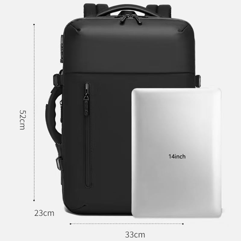 Visnalefry 55L Travel Backpack with Built - in Vacuum Seal Backpacks Exapandable Waterproof Air Compression with electronic scale TSA Lock Carry - On Suitcase Luggage Laptop Bag Black