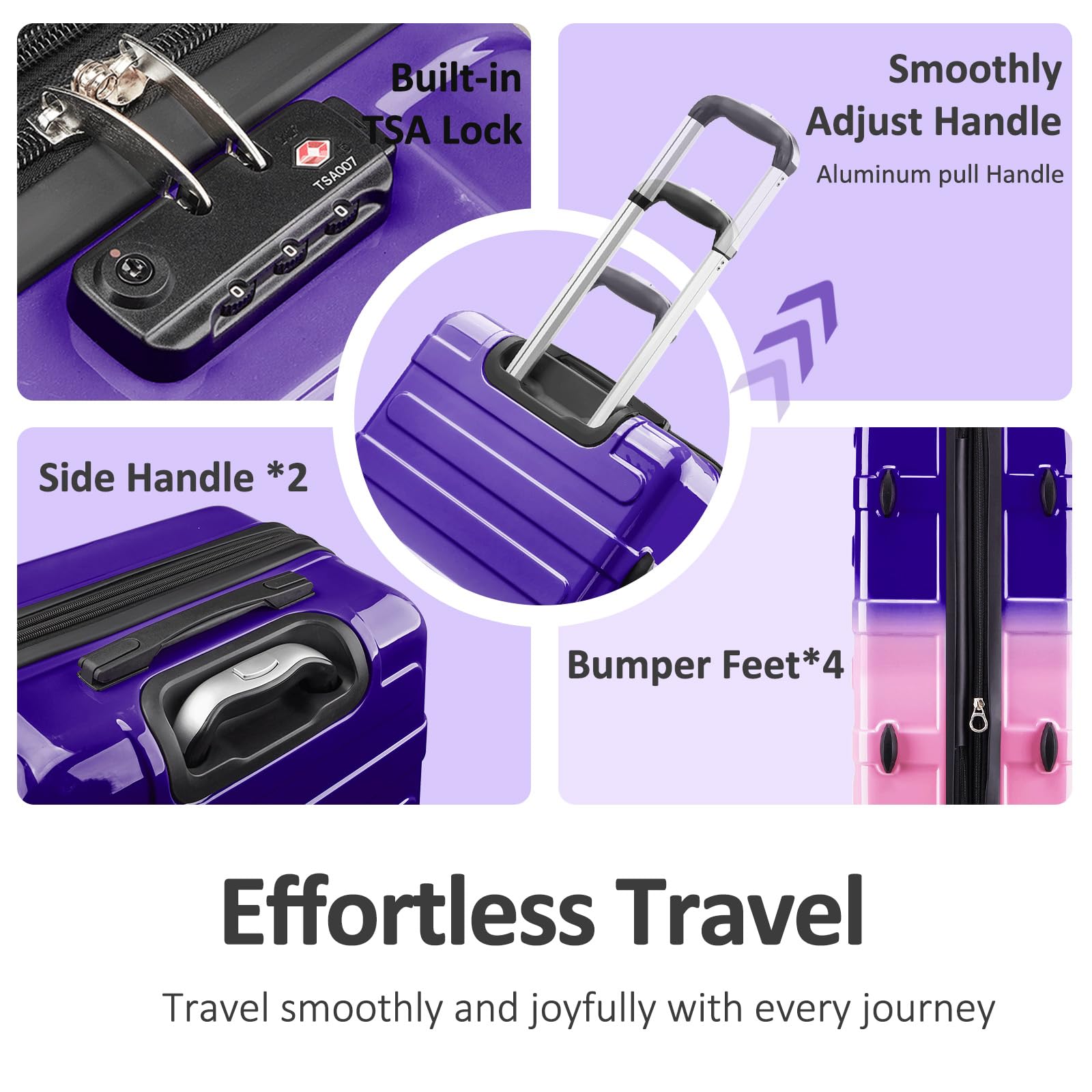 VIVIcity Carry on 20inch Luggage with Spinner Wheels, Lightweight PC+ABS Hard Shell Suitcases, Expandbale Storage & TSA Aprovel Lock