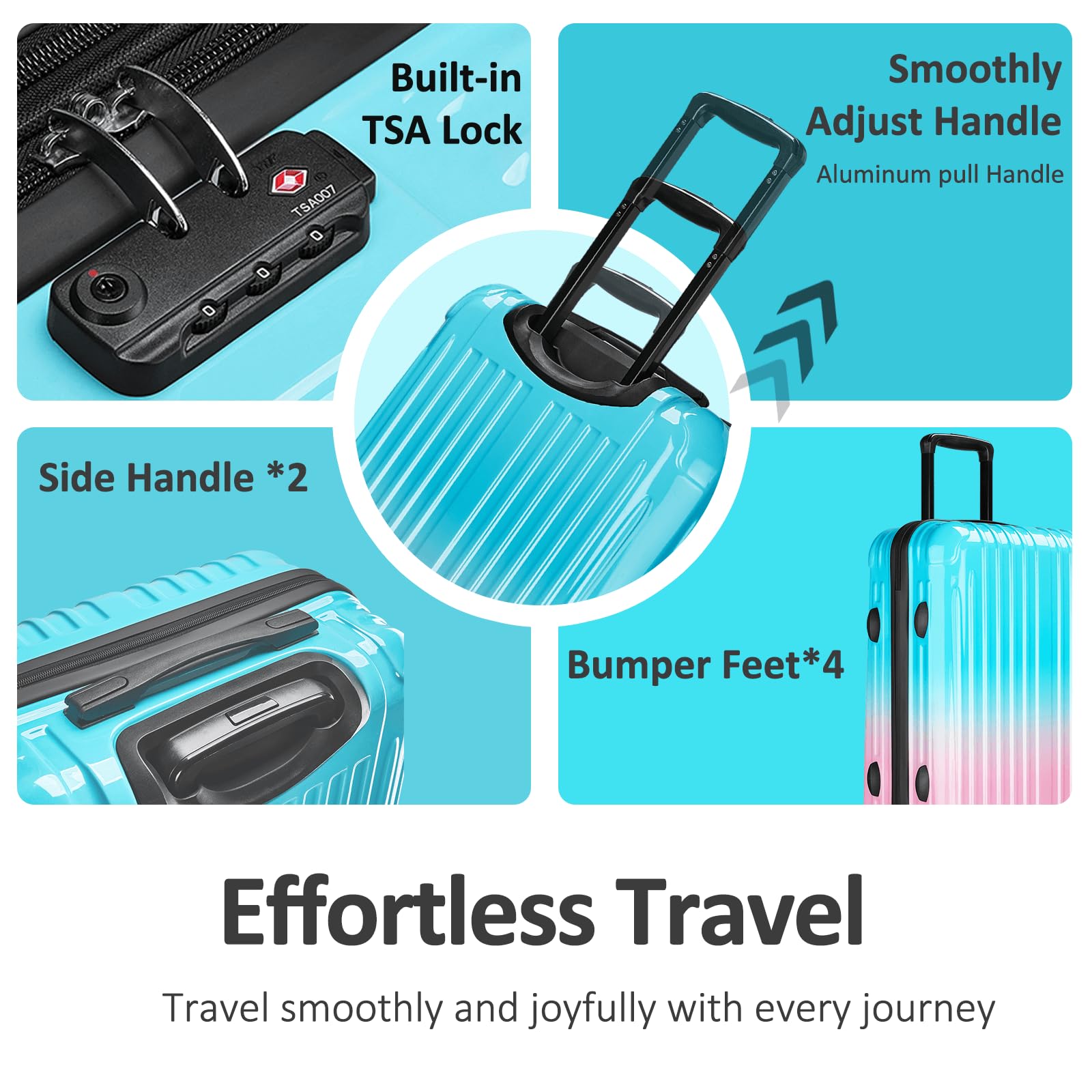 VIVIcity Carry on Luggage 2 Sets(20in/24in) with Spinner Wheels, Lightweight PC+ABS Hard Shell Suitcases, Expandbale Storage & TSA Aprovel Lock