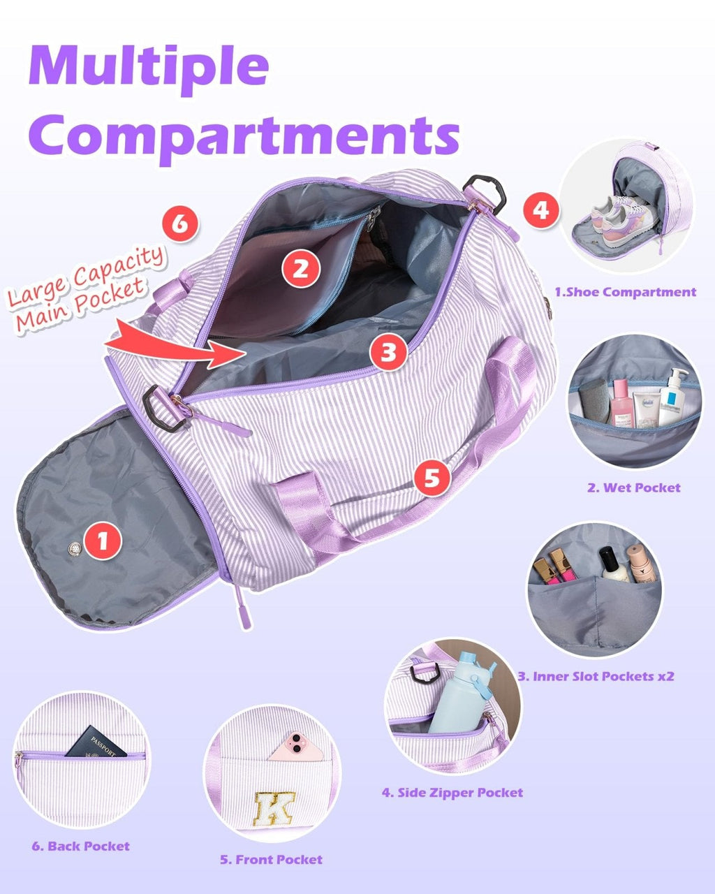 Vogewood Gift for 9 Years Old Girl, Girls Travel Duffle Bag, Gifts for Teenager, Dance Bag for Girls, Personalized Kids Overnight Bags with Shoe Compartment, Teen Girl Gifts Trendy Stuff (Letter A)