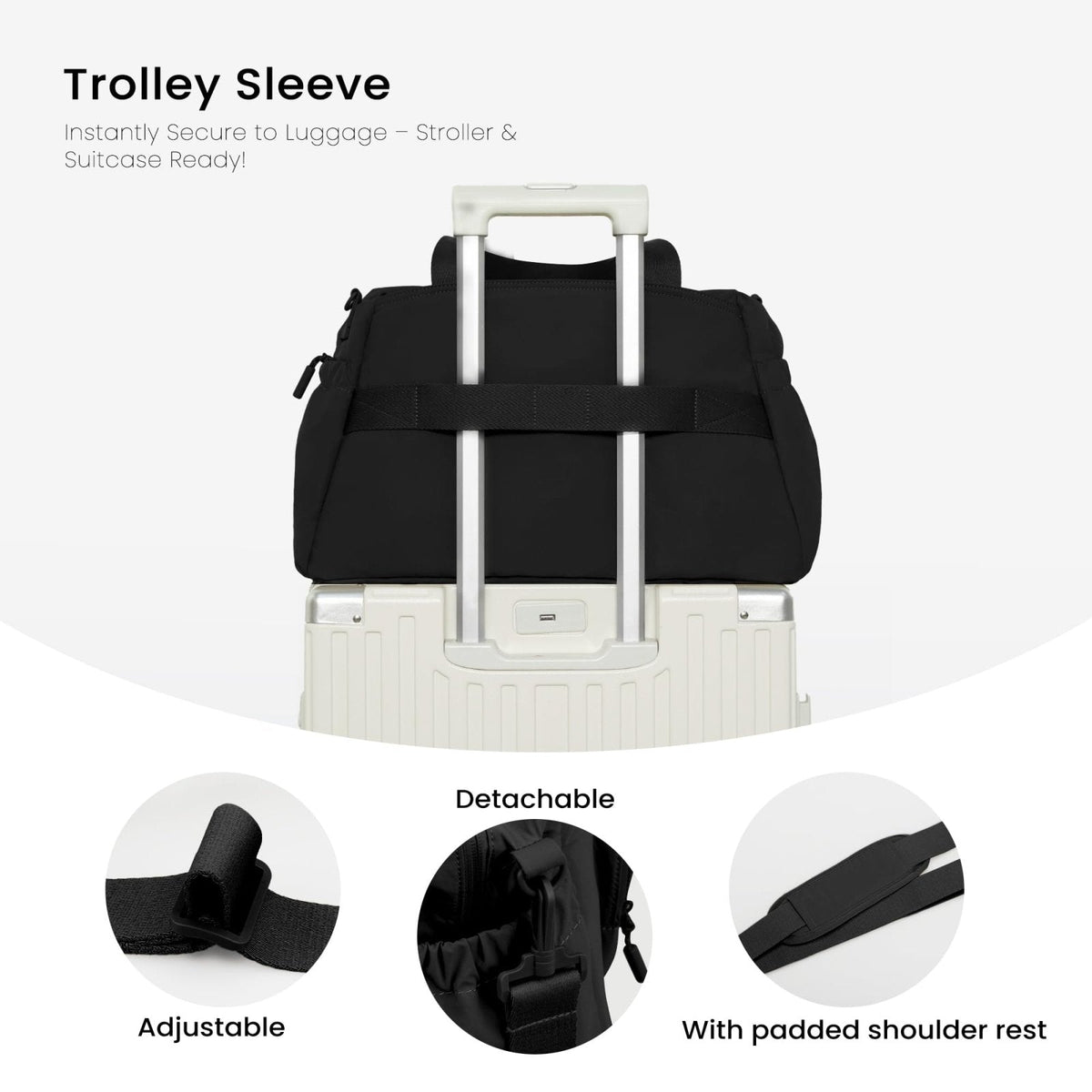 VONAL Travel Tote Bag, Large Diaper Bags 24L Waterproof Hospital Bag for Labor Delivery, Travel Diaper Tote with Changing Pad, Baby Bag with Pacifier Case,Black