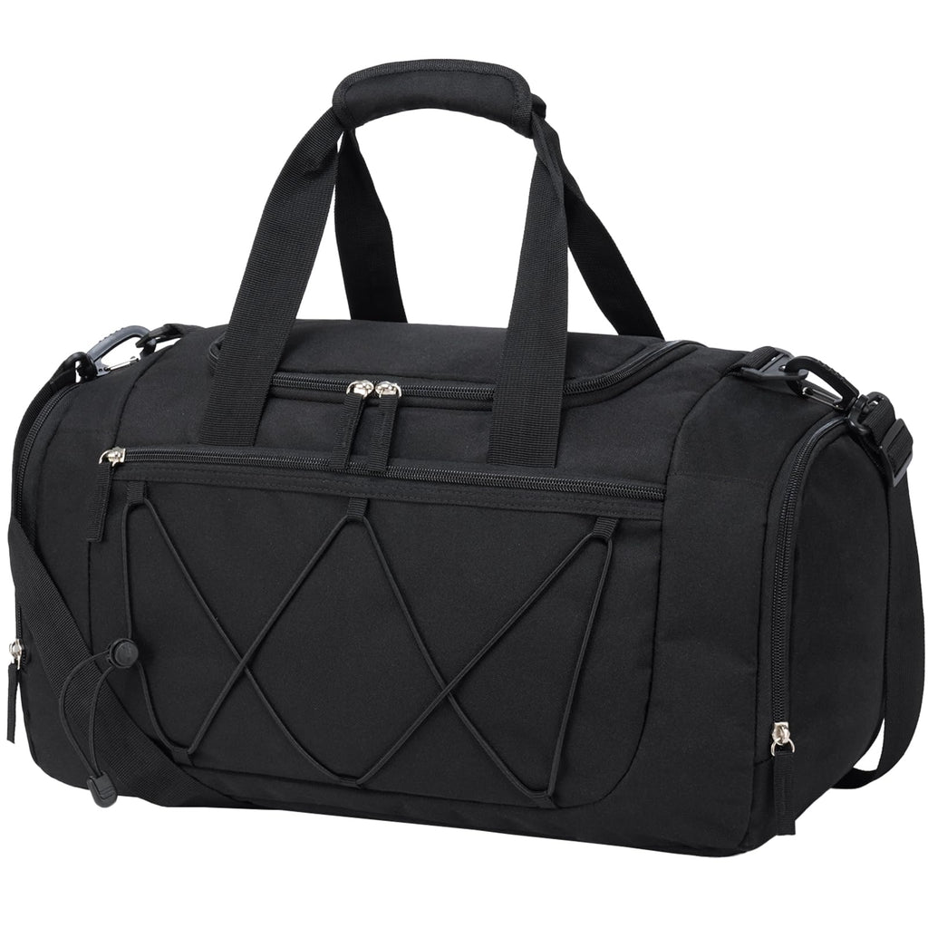 Vorspack Gym Bag for Men - 18 Inches Small Duffle Bag for Travel Lightweight Duffel Bag with Shoe Compartment Personal Item Travel Bag Weekender Bag for Travel Sports Gym - Black