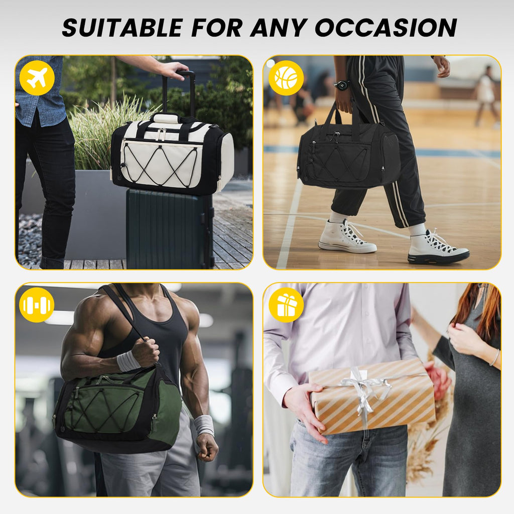 Vorspack Gym Bag for Men - 18 Inches Small Duffle Bag for Travel Lightweight Duffel Bag with Shoe Compartment Personal Item Travel Bag Weekender Bag for Travel Sports Gym - Black