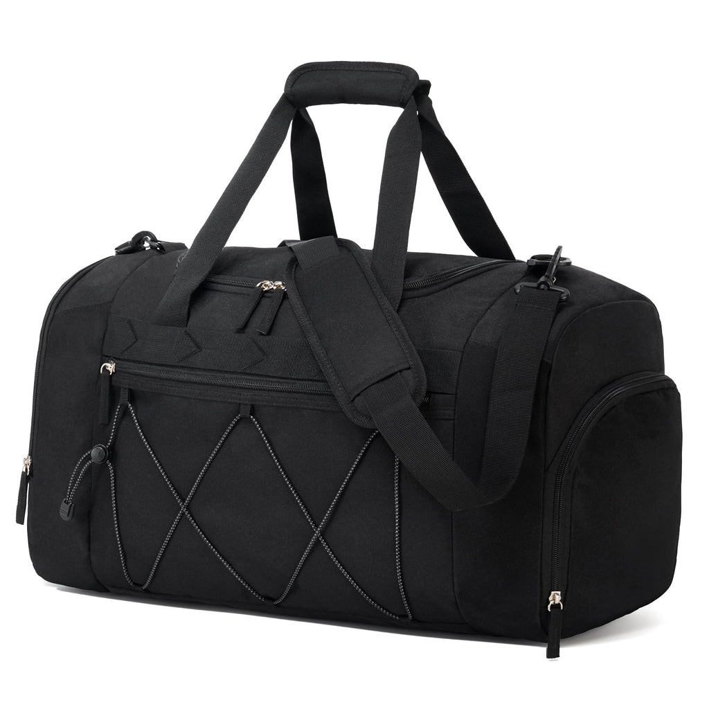 Vorspack Gym Bag for Men - 21 Inches Duffle Bag for Travel Water-resistant Travel Bag with Shoe Compartment Wet Pocket Duffel Bag for Gym Sports Travel Weekender Overnight - Black