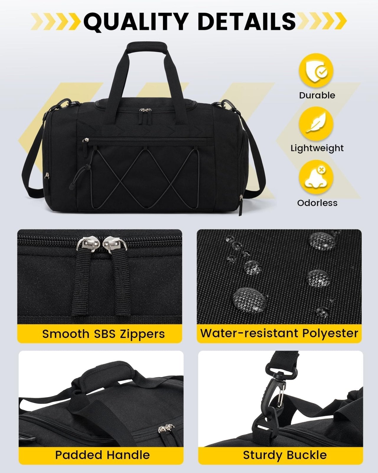 Vorspack Gym Bag for Men - 21 Inches Duffle Bag for Travel Water - resistant Travel Bag with Shoe Compartment Wet Pocket Duffel Bag for Gym Sports Travel Weekender Overnight - Black