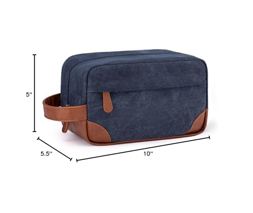 Vorspack Toiletry Bag Hanging Dopp Kit for Men Water Resistant Canvas Shaving Bag with Large Capacity for Travel - Navy Blue
