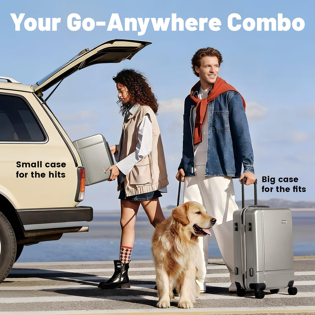 Voytra 2 Piece Carry On Luggage Set, 14 In 20 In Suitcase TSA Lock Hard Shell Suitcase with 360° Silent Spinner Wheels, Durable & Stylish Travel Luggage for Men & Women Premium Gold
