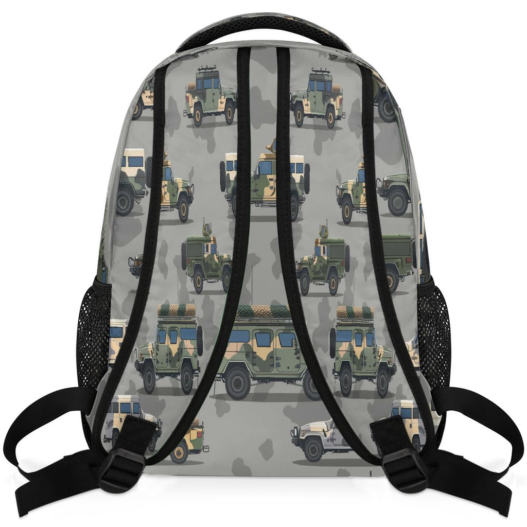 VQUVQV Backpack for Women Men Waterproof Backpack with Laptop Compartment, Lightweight Carry On Backpack for Travel, Work, Picnic, Cute Military Jeep Pattern