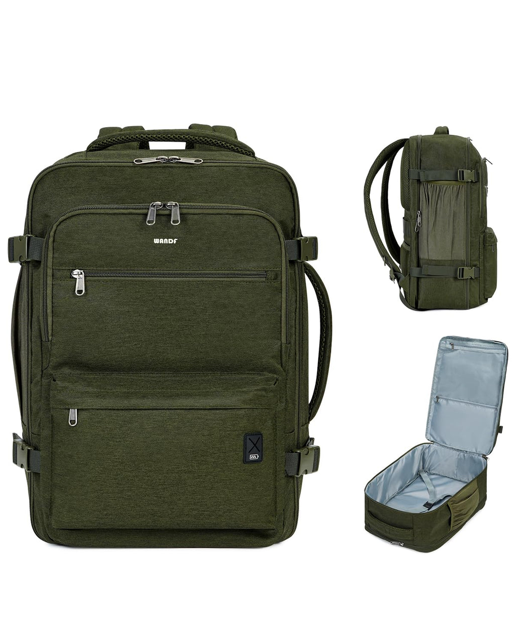 WANDF Travel Backpack For Spirit Airlines Personal Item Bag 18x14x8 with Wet Pocket, 17 Inch Laptop Backpack for Men Women（Dark Green）