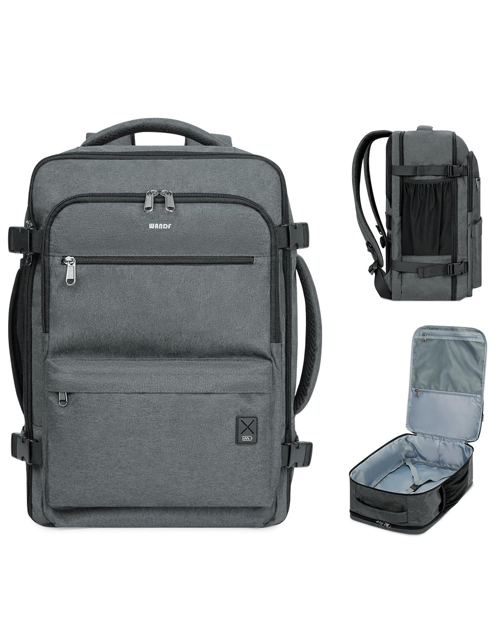 WANDF Travel Backpack For Spirit Airlines Personal Item Bag 18x14x8 with Wet Pocket, 17 Inch Laptop Backpack for Men Women（Grey）