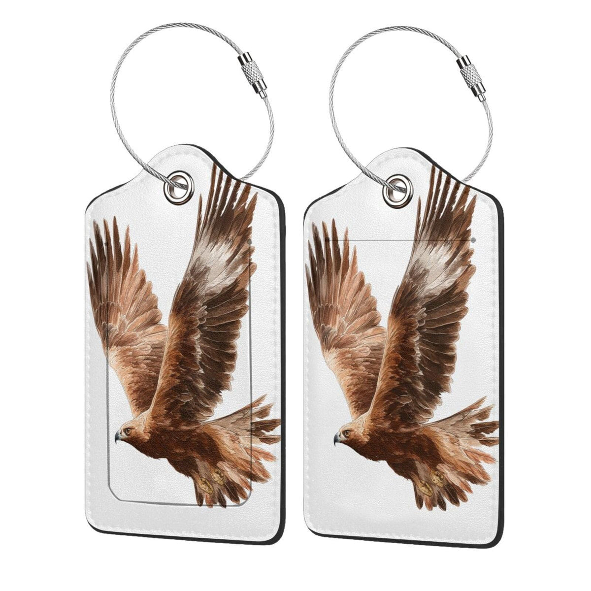 Watercolor Eagle in Flight Luggage Tag for Suitcase 2 Pack Leather Luggage Tag with Privacy Flap Name Id Label and Metal Loop for Women Men Travel