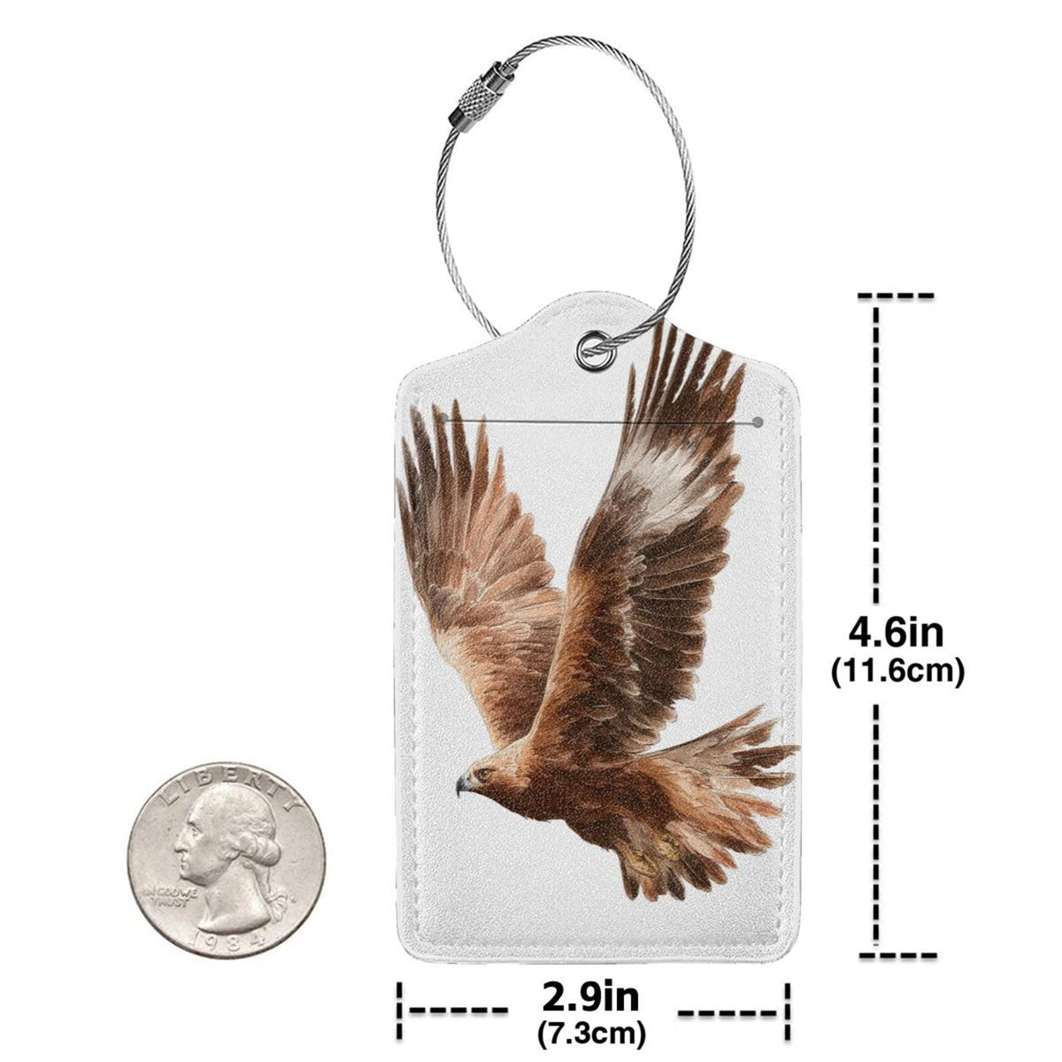 Watercolor Eagle in Flight Luggage Tag for Suitcase 2 Pack Leather Luggage Tag with Privacy Flap Name Id Label and Metal Loop for Women Men Travel
