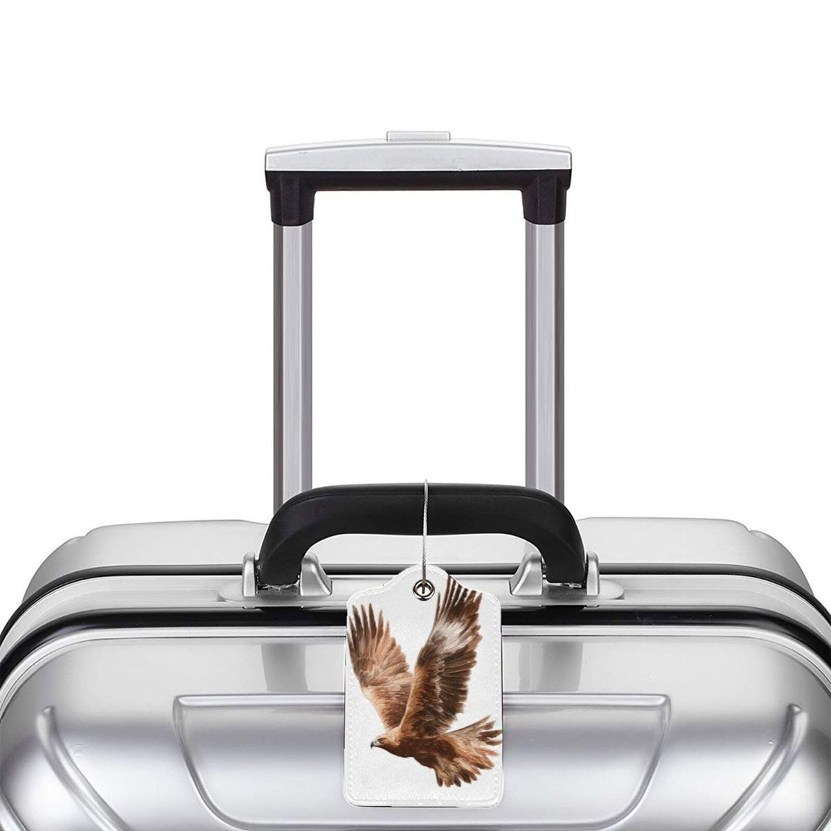 Watercolor Eagle in Flight Luggage Tag for Suitcase 2 Pack Leather Luggage Tag with Privacy Flap Name Id Label and Metal Loop for Women Men Travel