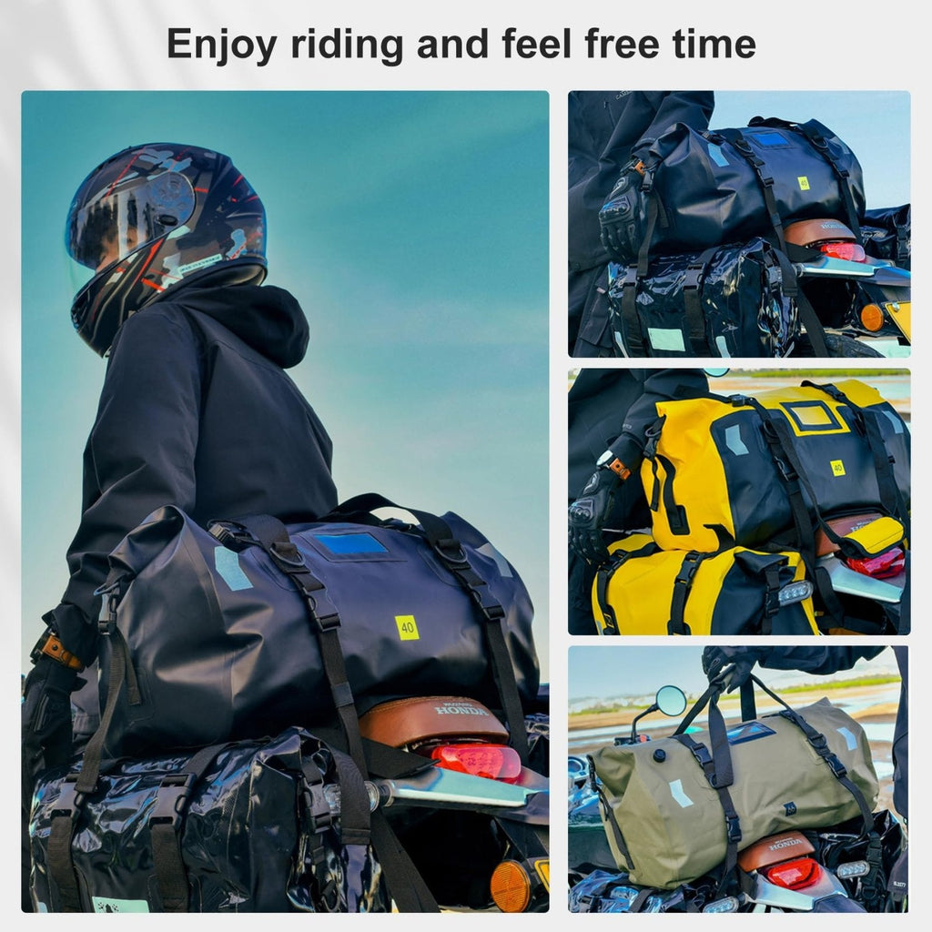 Waterproof Duffel Bag，Roll - Top Heavy Duty Dry Duffle Bag，Motorcycle Dry Bag，with Large Storage Space, Perfect for Traveling, Camping, Kayaking, Fishing & Canoeing (Carbon fiber black, 66L)