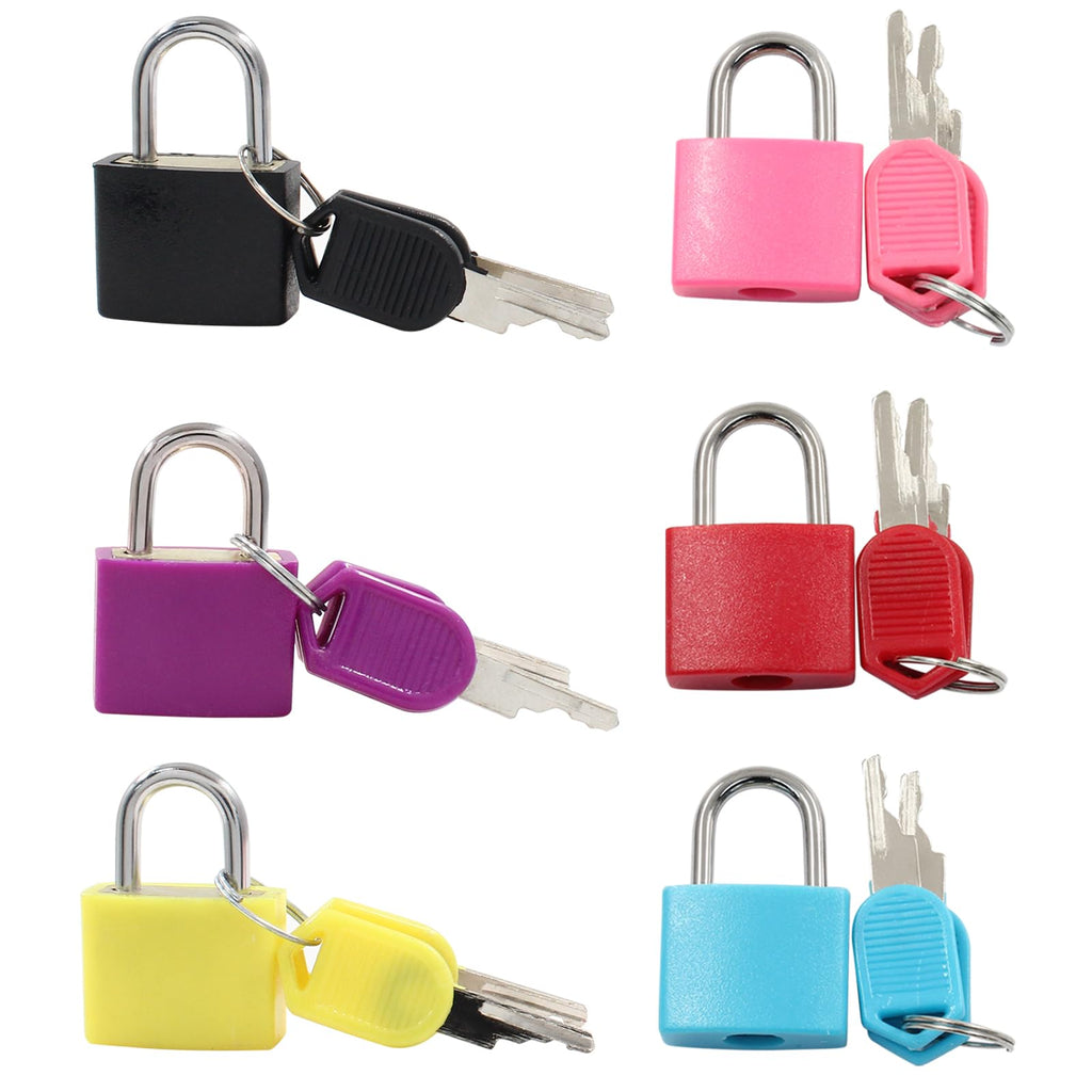 Waziaqoc 6 Pcs Luggage Locks with Keys, Small Suitcase Padlock, Mini Metal Padlock for Travel Bags, School Gym Locker, Toolbox