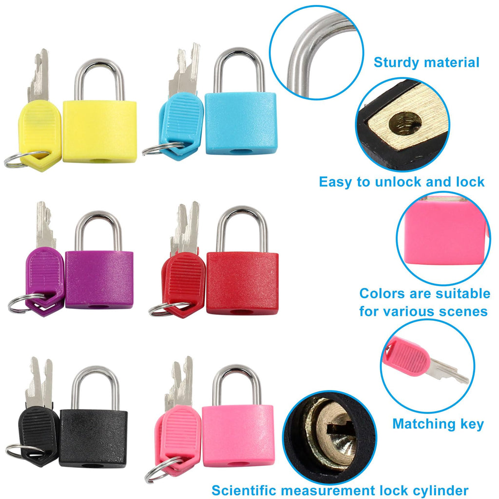 Waziaqoc 6 Pcs Luggage Locks with Keys, Small Suitcase Padlock, Mini Metal Padlock for Travel Bags, School Gym Locker, Toolbox