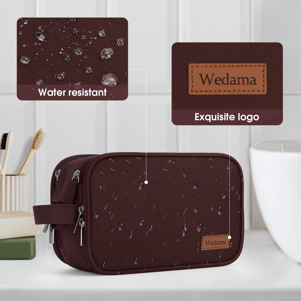 Wedama Toiletry Bag for Men, Handheld Travel Bag, Waterproof Toiletries, Thickened Polyester Dopp Kit, Toiletries Business Trips and Camping, Brown
